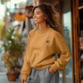 thumbnail image 4 of Dalix Butterfly Embroidery Relaxed Crewneck Sweatshirt Soft Fleece Fit Lounge Womens in Peanut 3XL XXX-Large, 4 of 5