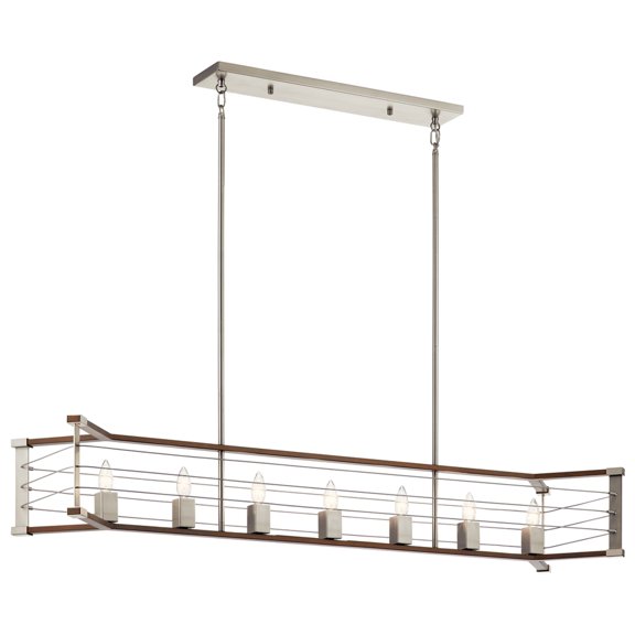 7 Light Linear Chandelier With Vintage Industrial Inspirations 13.5 Inches Tall By 13 Inches Wide-Brushed Nickel Finish Kichler Lighting 44252Ni