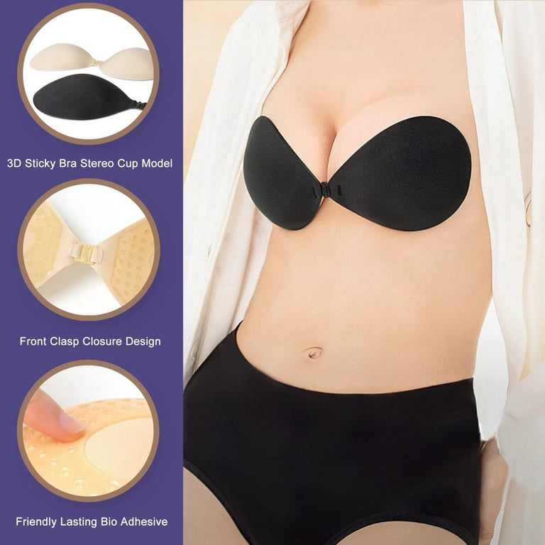 2 PAIRS STICKY Bras Adhesive Push Up Strapless Bra Invisible Teen