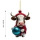 thumbnail image 3 of Adorno navideño de cerdito | Colgante plano de acrílico para coche | Decoración navideña para el hogar | Amuleto colgante de animal festivo | 1 pieza, 3 of 6