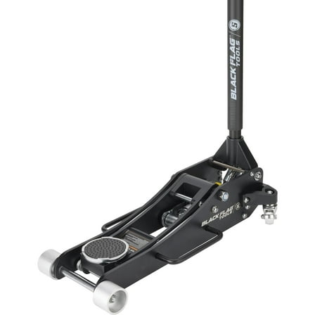 Black Flag™ Brawler 2-Ton Aluminum Floor Jack, 4,000 lb Capacity, Quick Lift Dual Piston Pump, 3-1/2" Min Height, 18-1/2" Max Lift, For Race Cars, Trucks, Garage Use