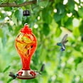 thumbnail image 5 of Hummingbird Feeder, Hand Blown Glass Hummingbird Feeder, Never Fade, 4 Feeding Metal Stations, Much Bigger, Garden Backyard Decorative, Containing Ant Moat (Blue), 5 of 7