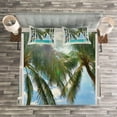 thumbnail image 3 of Ambesonne Tropical Quilted Bedspread Set 3 Pcs, Window to the Exotic Beach, Queen Size, Multicolor, 3 of 3