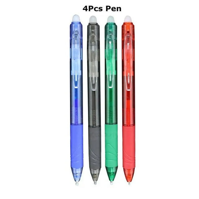 Senbaida Magic Erasable Gel Pens, Retractable, with Erasable Refill Rod, Bullet Point, 0.7mm, Assorted Ink Colors, 4 Count