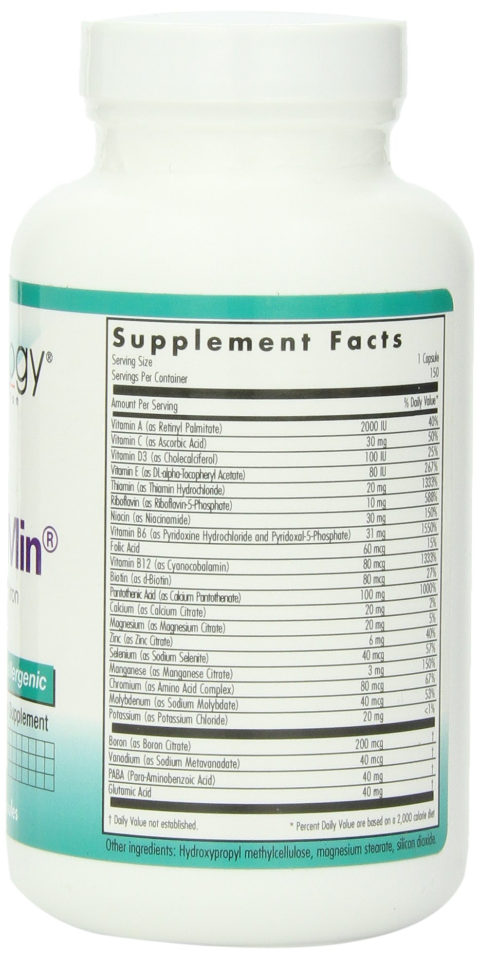 NutriCology Multi-Vi-Min Without Copper & Iron - Iron Free Multivitamin & Mineral Supplement - Active B Vitamins & High Absorption Formula - Hypoallergenic - 150 Servings - 150 Capsules