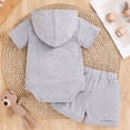 thumbnail image 4 of KPOPLK Newborn Baby Boy Clothes Infant Boy Outfits Baby Hoodie Romper Fall Winter 0 3 6 9 12 18 Months Baby Clothes for Boy(12-18 Months,Grey), 4 of 5