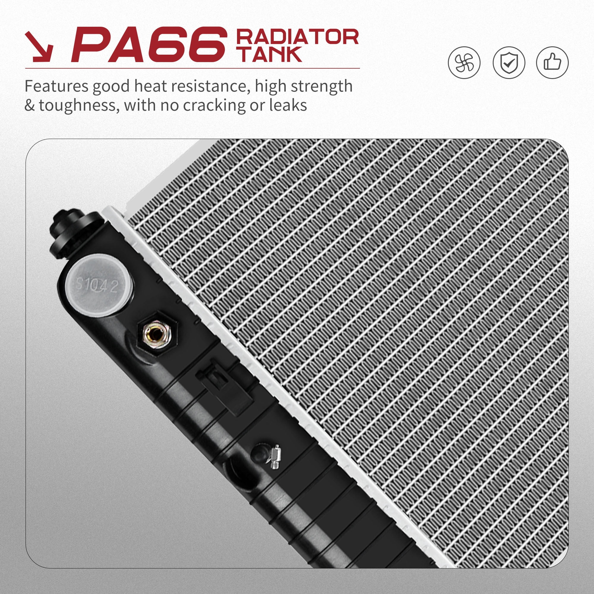 LEDKINGDOMUS 34 Inch Core Radiator Complete Radiator Compatible with Chevy Silverado Suburban Tahoe Cadillac Avalanche Escalade GMC Yukon Sierra Hummer H2 4.3L 4.8L 5.3L 6.0L 6.2L DWRD1004 CU2423