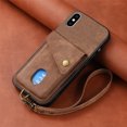 thumbnail image 2 of Nalacover for iPhone X / XS, Slim Case Wallet with Credit Card Holder, Back Flip Premium Leather Magnetic Clasp Kickstand Wirst Hand Strap Shockproof Cover For iPhone X / XS, Brown, 2 of 7