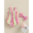 thumbnail image 2 of Monos Para BebéS NiñAs Mameluco De La Honda Sin Mangas Sin Espalda A Rayas Playsuit Con Diadema XBTCLXEBCO Rosado Rojo Rosa；3-6 Meses, 2 of 4
