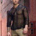 thumbnail image 3 of Men Mesh Top See Through Hollow-out Sexy Polyester Knitted Mesh Top, 3 of 5
