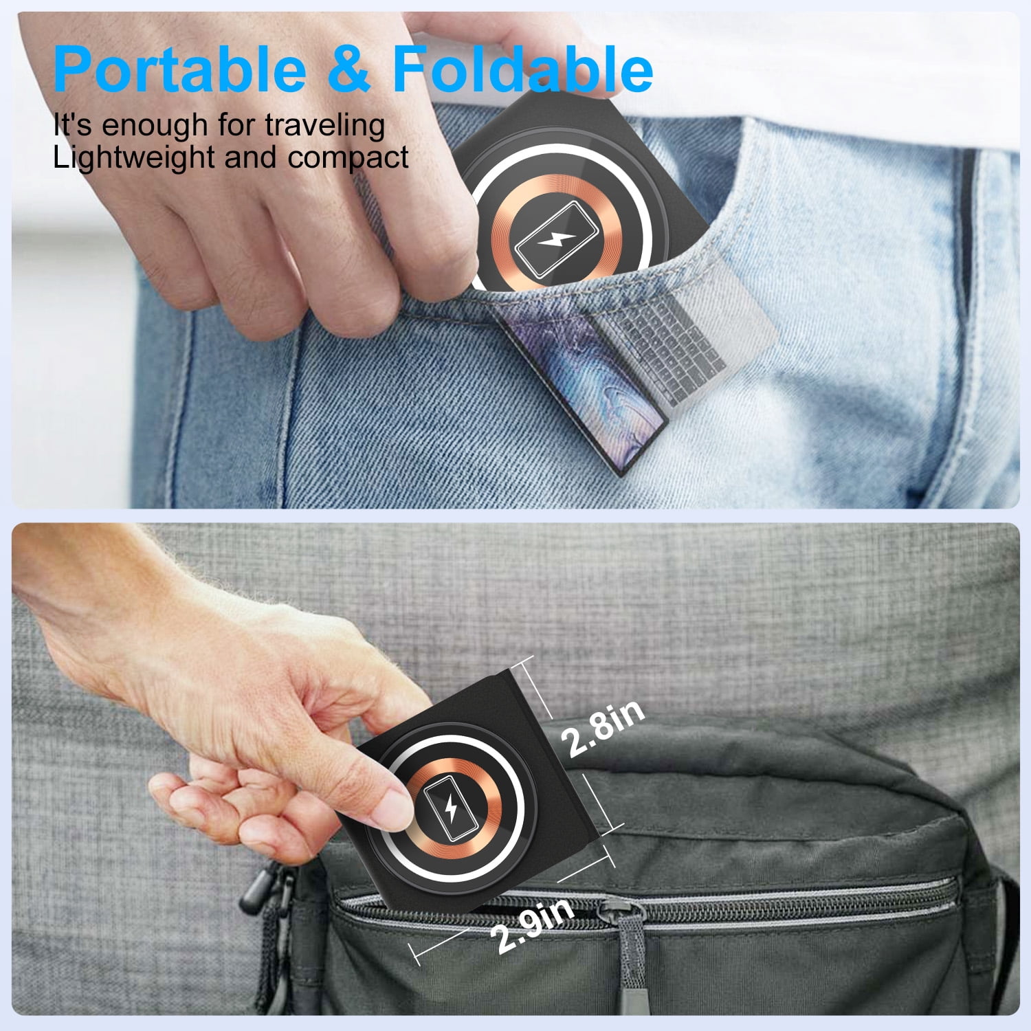 15W Samsung Wireless Charger Pad,3 in 1 Travel Foldable Watch 6 Classic Wireless Charging Station Phone Charger Stand Charging Mat Android Fast Charging dock for Samsung Galaxy S24 S23 Buds 2 Pro Live