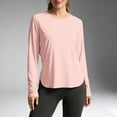 thumbnail image 2 of OIUUAK Womens Long Sleeve Athletic Shirts UV Sun Protection UPF 50+ Quick Dry Workout Yoga Going Out Running Tops Crew Neck, Light Pink, 2 of 5