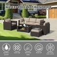 thumbnail image 3 of SHGJ&SOFT 7 Piece Patio Furniture Set, Wicker Outdoor Sectional Sofa with Washable Cushion Covers and Tempered Glass Table, Rattan Conversation Set for Poolside, Lawn, Balcony, 3 of 12