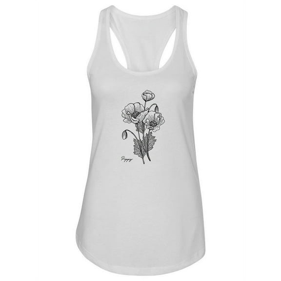 Engraved Style Poppy Flower Tank Women -Image by Shutterstock, Female XX-Large