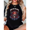 thumbnail image 1 of 1pc Women'S Vintage Geometric Pattern T-Shirt with Round Neck for Summer, Polyester Knit Fabric, Regular Length, No Details, Short Sleeves, 1 of 6