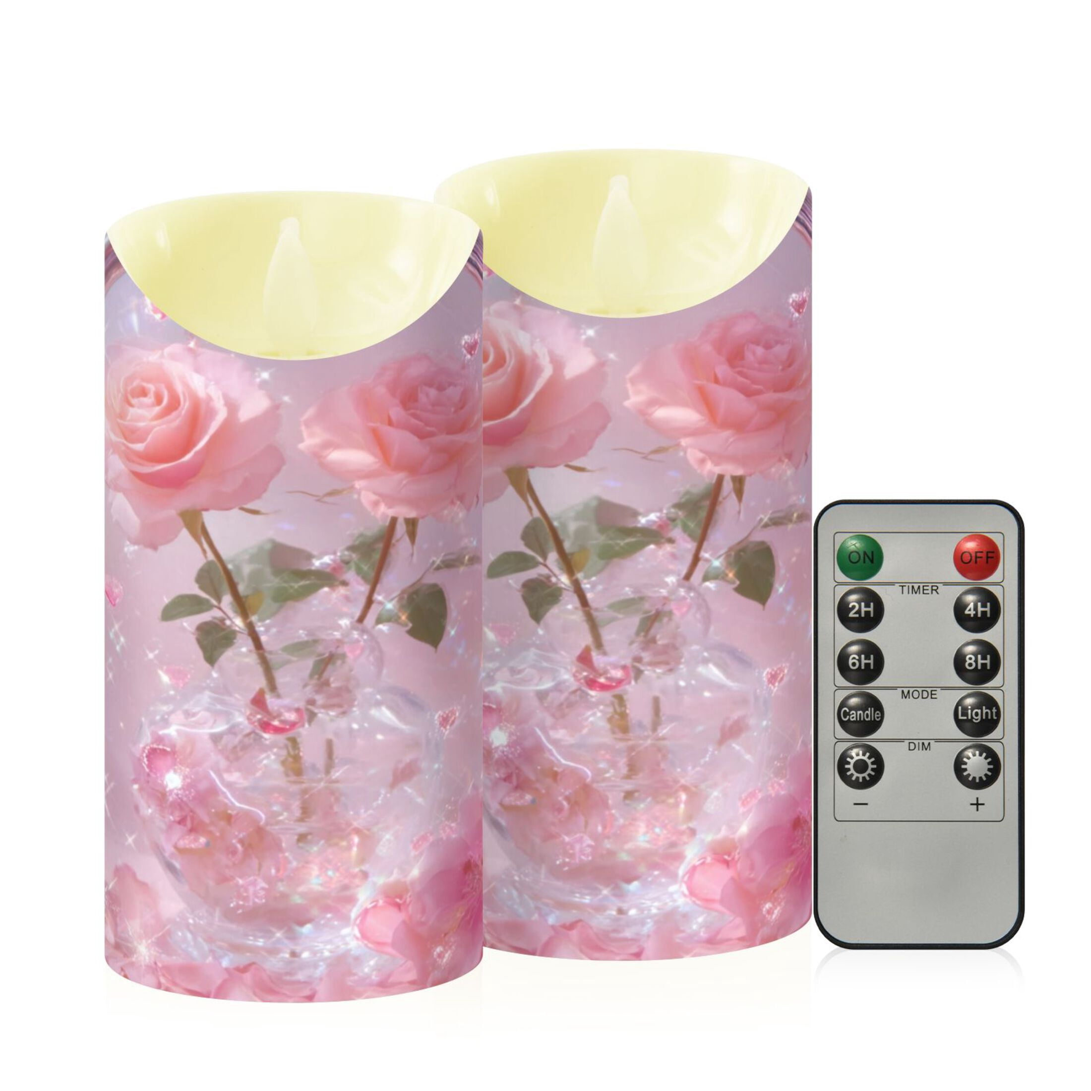 Iauyy Flameless Candles Battery Operated LED Pillar Candles with Remote and Timer, Rose Gold Set of 2 （M)