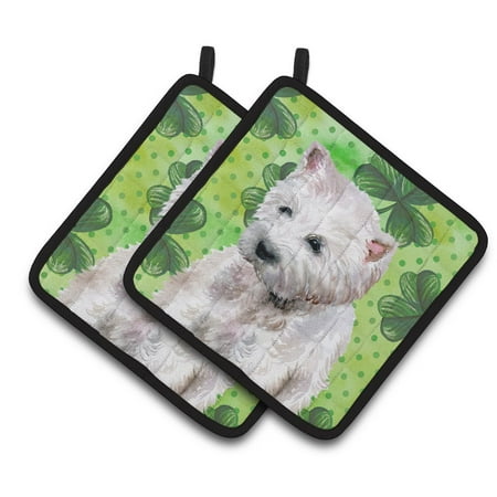 

Caroline s Treasures Westie St Patrick s Pair of Pot Holders
