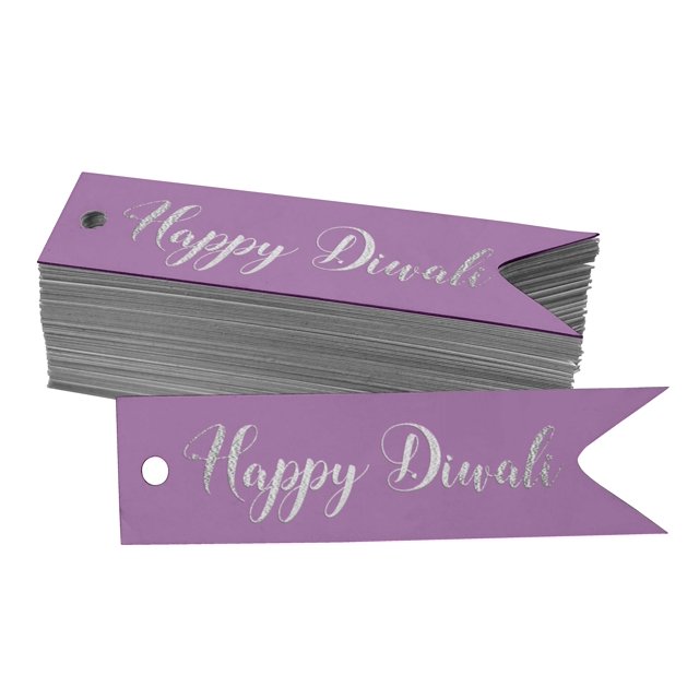 Inkdotpot Pack Of 100 Happy Diwali Favor Paper Tags Craft Real Silver Foil Hang Tags