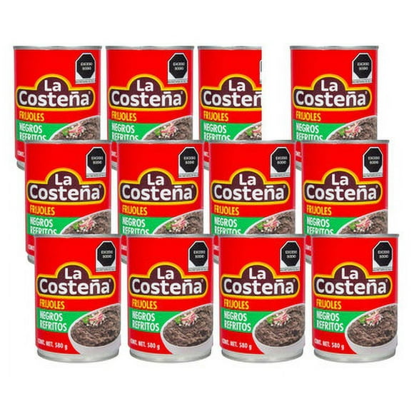 La Costeña Refried Black Beans 20.4 oz (12-Case) - Authentic, Healthy, and Flavorful