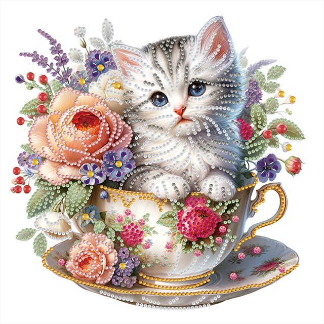 5D DIY Taladro Parcial Con Forma Especial Gato 30x30cm