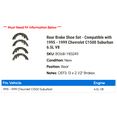 thumbnail image 2 of Rear Brake Shoe Set - Compatible with 1995 - 1999 Chevy C1500 Suburban 6.5L V8 1996 1997 1998, 2 of 2