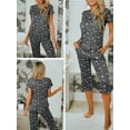 thumbnail image 3 of DAKIMOE Womens Pajama Sets Capri Sleepwear Short Sleeve Two-Piece Pjs V Neck Tops & Capri Pants with Pockets Casual Prints Lounge Sets for Women S-XL, Star-Gray, L, 3 of 6
