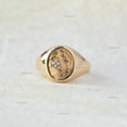 thumbnail image 2 of Diamond Starburst Ring, Signet Ring, Dome Ring, 18k Gold Plated Ring, Statement Ring, Thumb Ring, Handmade Jewelry, 2 of 5