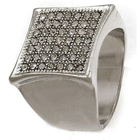 Men Silver Tone Classic Bling Iced Out Cz Hip Hop Style Ring (12)