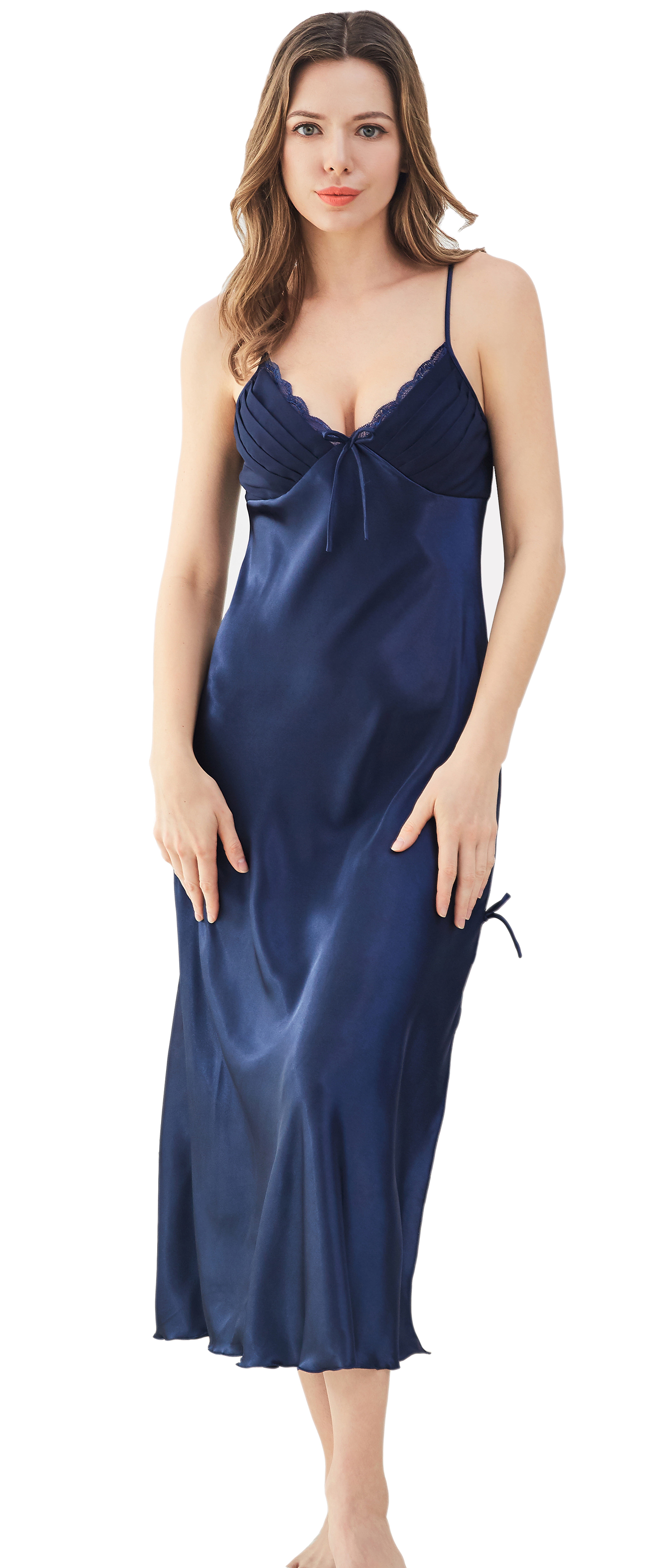 CurveBay CurveBay Womens  Satin  Silk Long Nightgown 