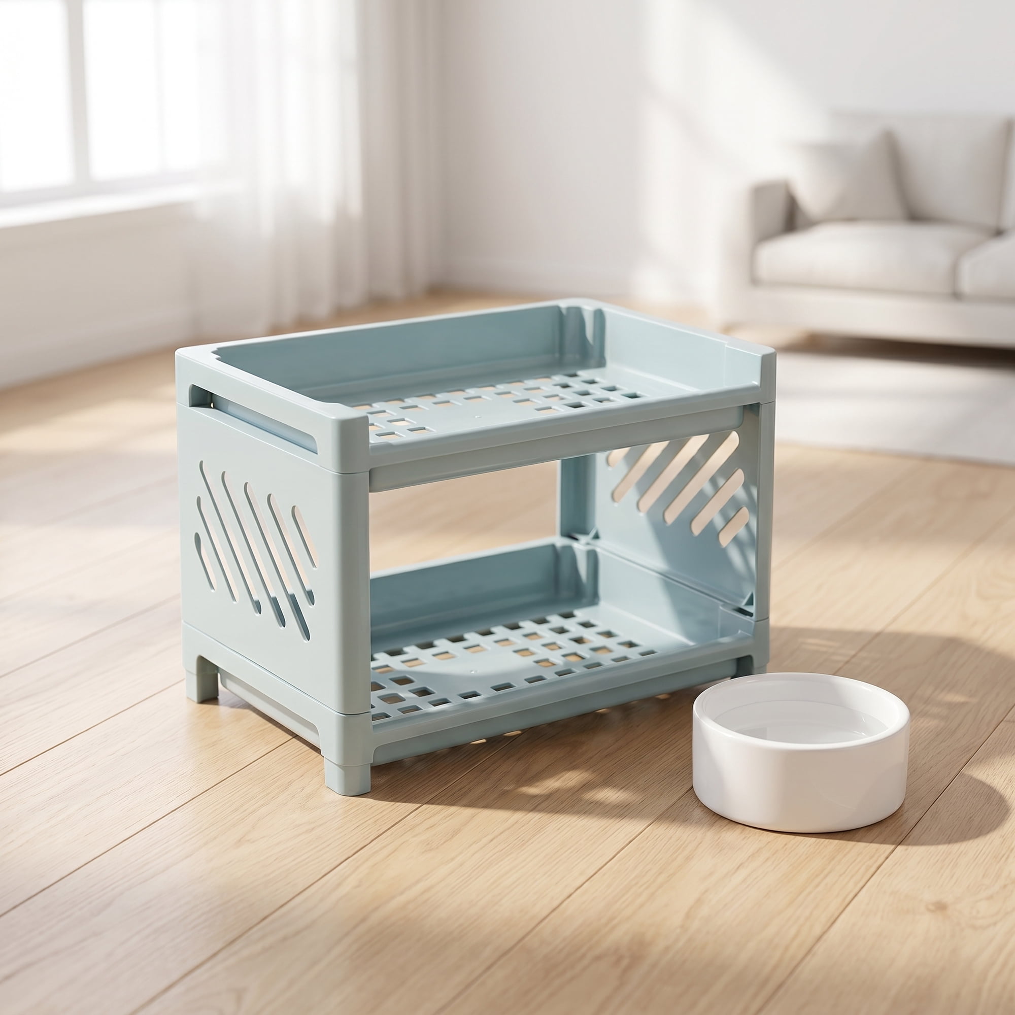 Blue Large Rabbit Bed House with Pad - Small Animal Hideout Hut Warm Habitat Pet Shelter for Bunny Chinchilla Hamster Cage Accessories - 4.72 × 5.91 × 6.30 in