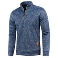 thumbnail image 3 of Bcfgryg Men Collar Zipper Knit Sweater Sleeve Thin Velvet Top Sweater Casual Loose Business Foreign Trade Jacket Cardigans For Men Blue S, 3 of 4