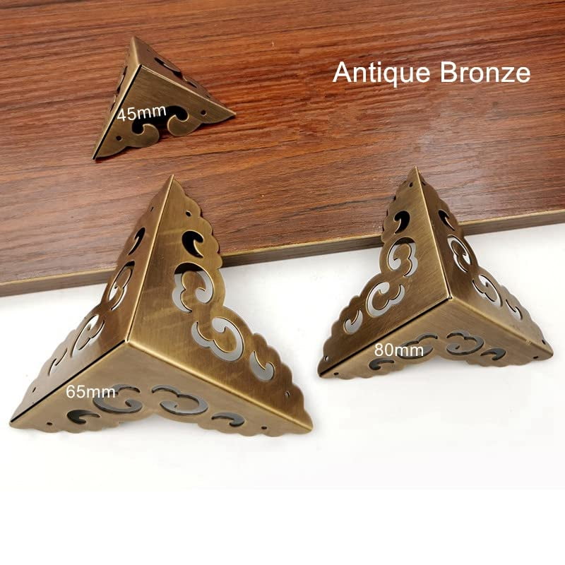 Antique Brass Corner Protectors Guards Bronze Wooden Box Corner Desk Edge Covers Decorative Corner Brackets for Furniture (4,80mm)