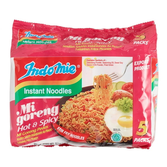 Indomie Hot & Spicy Fried Noodles 14.1 oz. 2 ea Pack of 4