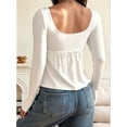 thumbnail image 6 of Women'S Babydoll Tops Long Sleeve Henley Shirts Cute Square Neck Coque-Tte Peplum Top White S, 6 of 7