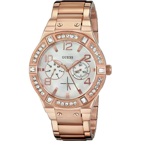 GUESS W0290L2,Women's dress,Stainless steel case and bracelet,Rose Gold-Tone,Crystal Accented Bezel,50m WR