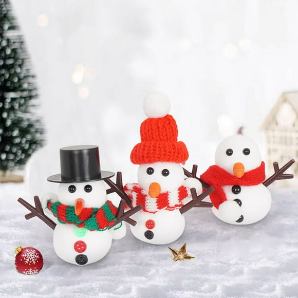 VBXOAE DIY Mini Snowman Kit-3-Pack Desktop Winter Holiday Decoration,Plastic Snowball Set,Parent-Child Activity,Festive Home or Office Decor,Unique Christmas Gift White