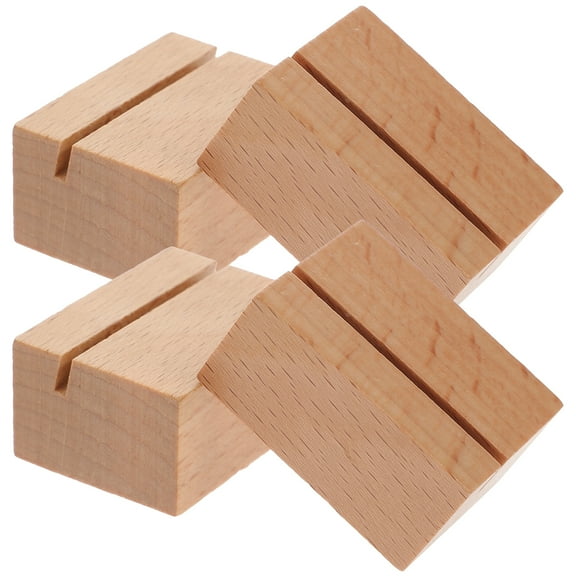 4 Pcs Display Stand Plate Stands Solid Wood Dining Table Name Card Holders