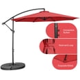 thumbnail image 4 of GVN 10 Feet Offset Umbrella with 8 Ribs Cantilever and Cross Base-Red, Patio Offset Umbrella with Easy Tilt Adjustment, Cantilever Patio Umbrellas, Sunshade Umbrella Canopy, 4 of 9