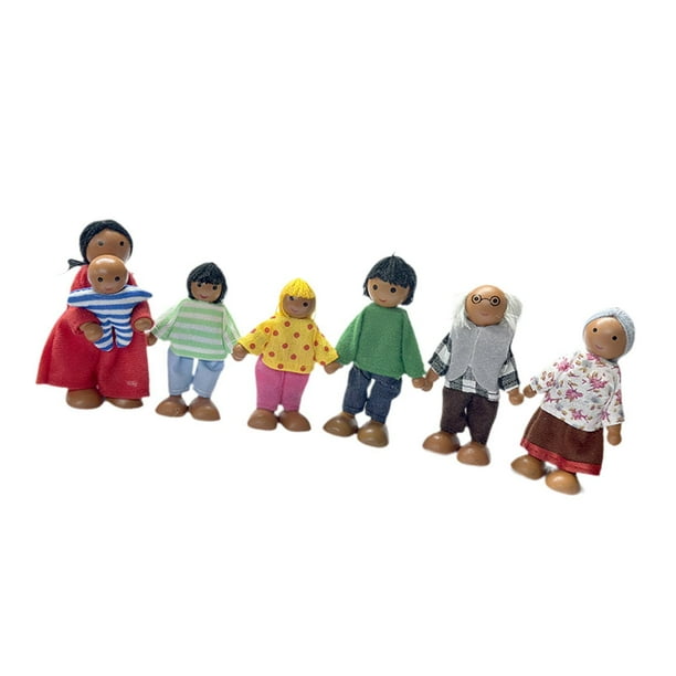 Muñecas en miniatura de casa de muñecas,Juego familiar de Family Family Set Family de Wooden Dollhouse Finter,Figuras de personas en miniatura Mini Dolls House Toy,Juego de juego de muñecas