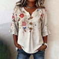thumbnail image 2 of WEIWEN 4th of July V Neck Shirts for Women 2026 Casual American Flag USA Graphic Patriotic T-Shirt Memorial Tops Party Tees Beige, XXL, 2 of 4