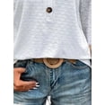 thumbnail image 4 of DYMADE Fashion Casual Solid Color Button V Neck Long Sleeve Jacquard T-Shirt Women, 4 of 4