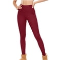 thumbnail image 6 of Womens Thermal Warm Leggings Stretchy Casual Slim Fitting Tights Pants with Pockets Workout Yoga Pants Wine XXL, 6 of 8