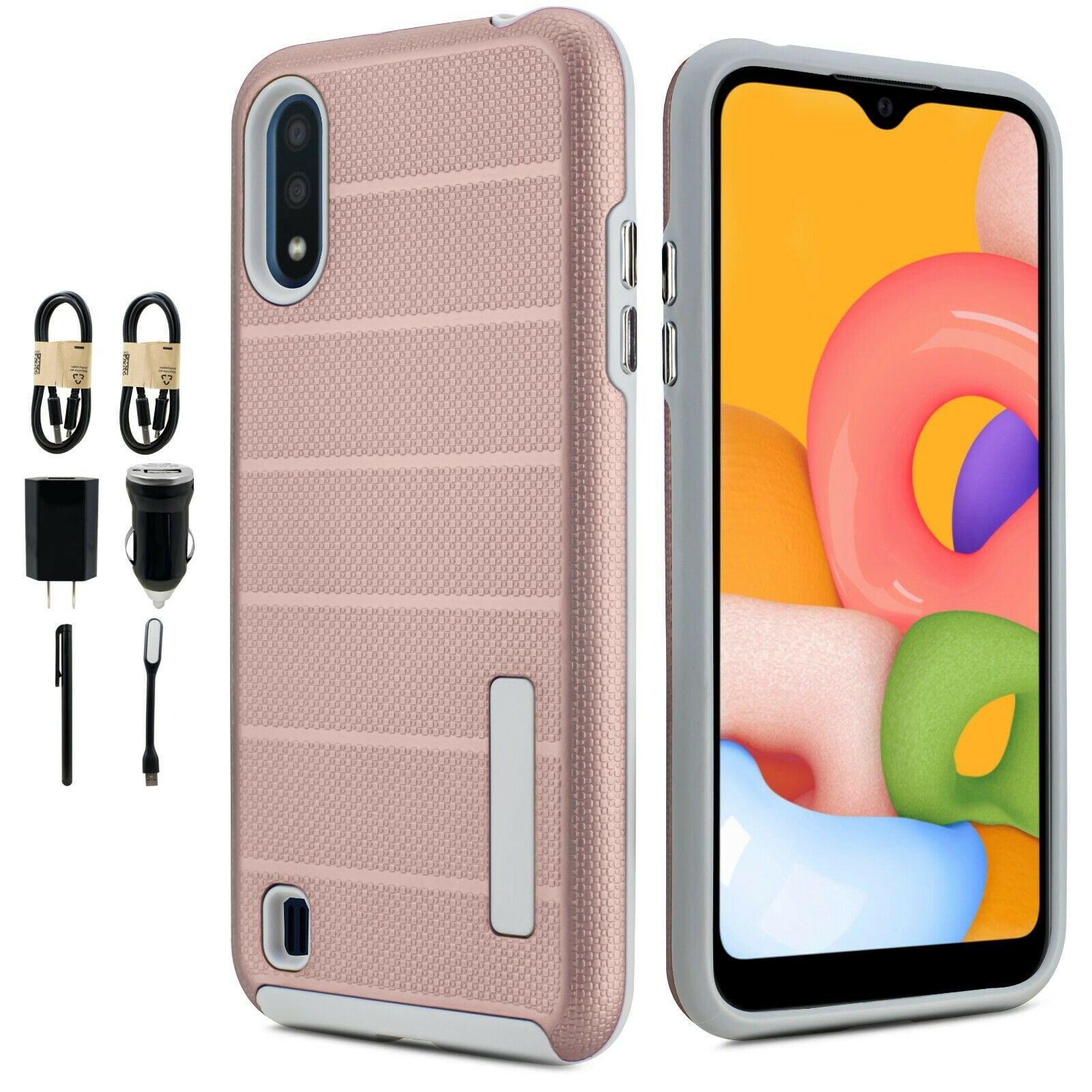 Value Pack and Case for Samsung Galaxy A01 015 Case Phone Case Shock Proof Edges Hybrid Hard