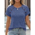 thumbnail image 6 of Women'S Short Sleeve Shirts Business Casual Blouses Dressy Work Tunic Top Sweaters Fashion Clothes Blue S, 6 of 7