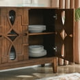 thumbnail image 5 of 60.5" Mid Century Modern Sideboard Buffet Cabinet with Storage, TV Media Console Table, Storage Cabinet with 4 Doors & Adjustable Shelves for Kitchen Dining Living Room Entryway, Walnut, 5 of 6