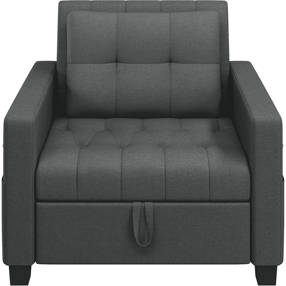 Renwick 3-in-1 Convertible Sleeper Sofa Bed with Adjustable Backrest & USB Ports, Dark Gray
