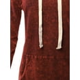 thumbnail image 4 of A2Y Women's Mineral Wash Relax Fit Long Sleeve Kangaroo Pockets Hoodie Sweatshirts Cabernet 1XL, 4 of 5