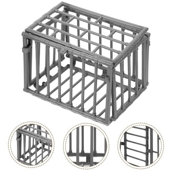 Pawsdot 2Pack Tiny Cage Toy Plastic Grey for Miniature for Toy Component Indoor Use