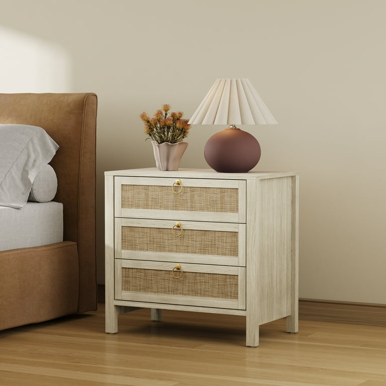 white and gold dresser and nightstand set Terra 6 Drawers Dresser And White Cream Oak Nightstands Sets main image 0