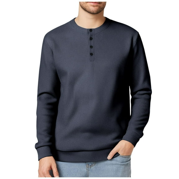 JIUKE Mens Long Sleeve Shirts Crewneck Pullover Sweater Loose Casual Solid Color Knitted Sweatshirts